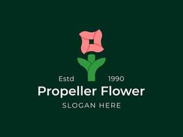 propeller blomma logotyp vektor ikon illustration, detta logotyp representerar de form av en blomma och en propeller, perfekt för din företag och företags- identitet