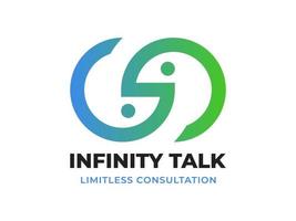 Infinity Talk Logo Vektor Icon Illustration, unbegrenzte Beratung, Konversation, Chat-Blase