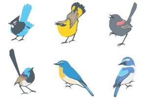 små fåglar design set vektor