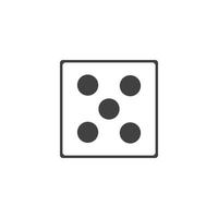 tärningar tecken ikon. kasinospel symbol. platt tärningsikon. rund knapp med platt spelikon vektor