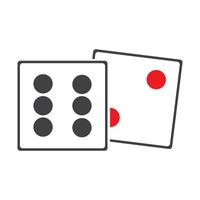 Würfel-Zeichen-Symbol. Casino-Spielsymbol. flache Würfel-Symbol. runder Knopf mit flachem Spielsymbolvektor vektor