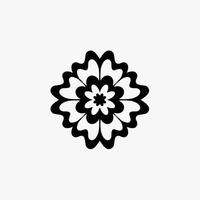 Schwarzes Mandala Tribal Flower Symbol Logo auf weißem Hintergrund. Schablonen-Aufkleber Tattoo-Design. flache vektorillustration. vektor