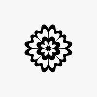 svart mandala stam- blomma symbol logotyp på vit bakgrund. stencil dekal tatuering design. platt vektor illustration.