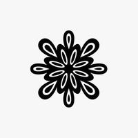 Schwarzes Mandala Tribal Flower Symbol Logo auf weißem Hintergrund. Schablonen-Aufkleber Tattoo-Design. flache vektorillustration. vektor