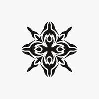 svart mandala treudd symbol logotyp på vit bakgrund. stencil dekal tatuering design. platt vektor illustration.