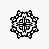 svart mandala stam- blomma symbol logotyp på vit bakgrund. stencil dekal tatuering design. platt vektor illustration.