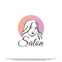 Beauty-Logo-Design-Kollektion mit Frauengesicht und kreativem Element-Premium-Vektor vektor