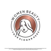 Beauty-Logo-Design-Kollektion mit Frauengesicht und kreativem Element-Premium-Vektor vektor