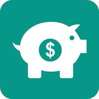 Piggy Bank Glyphe rundes Hintergrundsymbol vektor