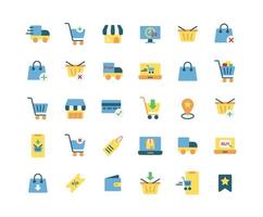 Online-Shopping-Flat-Icon-Set vektor