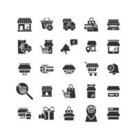 Online-Shopping Solid Icon Set vektor