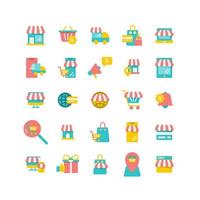 Online-Shopping-Flat-Icon-Set vektor