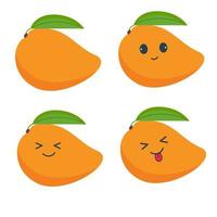 Mango im Kawaii-Stil mit Emotionen. Obst vektor