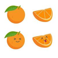 söt stil orange med känsla. frukt vektor