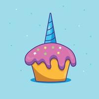 bunter Feiertags-Cupcake mit Einhornhorn bunter Feiertags-Cupcake mit Einhornhorn vektor