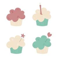 leckeres Cupcake-Set. Dessert-Vektor-Illustration-Design vektor