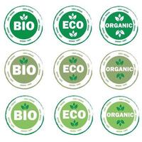 aufkleber, etikett, abzeichen und logo für öko-, bio-, bio-produkte. vegan. umweltfreundliches Abzeichen. Logo-Vorlage für organische und umweltfreundliche Produkte. vektor