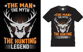 jakt t-shirt design - de man de myt de jakt legend. vektor