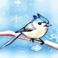 vektor realistische detaillierte vektorillustration wintervögel niederlassungen. Wintergestaltungselemente Weihnachten, Feiertage. sitzender Ast. Winterhintergrund. Ast ohne Blätter mit fliegenden Vögeln.