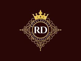 brev rd antik kunglig lyx victorian logotyp med dekorativ ram. vektor