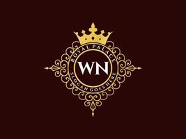 brev wn antik kunglig lyx victorian logotyp med dekorativ ram. vektor
