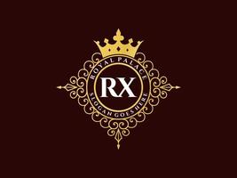 brev rx antik kunglig lyx victorian logotyp med dekorativ ram. vektor