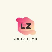 lz anfangsbuchstabe logo icon design template elemente mit wellenfarbener kunst vektor