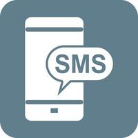 SMS underrättelse glyf runda bakgrund ikon vektor