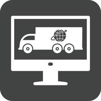 Online-Logistik-Glyphe rundes Hintergrundsymbol vektor