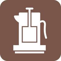 French Press Glyphe rundes Hintergrundsymbol vektor