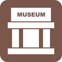 museum byggnad ii glyf runda bakgrund ikon vektor