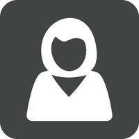 weiblicher Finanzbeamter Glyphe rundes Hintergrundsymbol vektor
