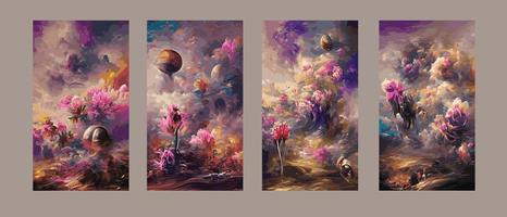 surreales Muster aus hellem Blumenfleck als Hintergrund, abstraktes, psychedelisches Vintage-Ziermuster mit floralen Motiven. erstaunliche tropische Vektorblumen vektor