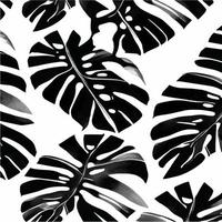 Exotische Blätter nahtloses Muster in Schwarz und Weiß. dekorativer Hintergrund des stilvollen abstrakten Vektors. tropische palmblätter, dschungelblatt nahtloses vektorblumenmuster. Grunge tropische Tapete. vektor