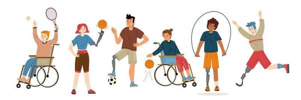 sport idrottare människor med annorlunda funktionshinder vektor