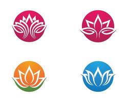 Blumen Lotus Umriss Logo Design Set vektor