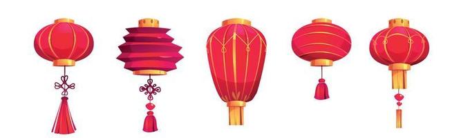 kinesisk festival röd lyktor, asiatisk papper lampor vektor