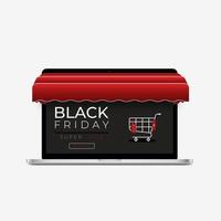 svart fredag försäljning onlinebutik med digital teknik bärbar dator vektor
