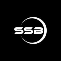 ssb brev logotyp design med svart bakgrund i illustratör. vektor logotyp, kalligrafi mönster för logotyp, affisch, inbjudan, etc.