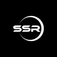 ssr-Brief-Logo-Design mit schwarzem Hintergrund in Illustrator. Vektorlogo, Kalligrafie-Designs für Logo, Poster, Einladung usw. vektor