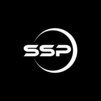 ssp brev logotyp design med svart bakgrund i illustratör. vektor logotyp, kalligrafi mönster för logotyp, affisch, inbjudan, etc.