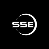 sse brev logotyp design med svart bakgrund i illustratör. vektor logotyp, kalligrafi mönster för logotyp, affisch, inbjudan, etc.