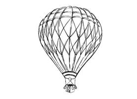 fliegende heißluftballons, handgezeichnete illustration. vektor