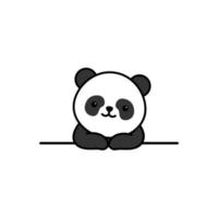 süßer Panda, der sich auf Wandkarikatur stützt vektor