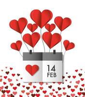 Herzballons mit Kalender zum Valentinstag vektor