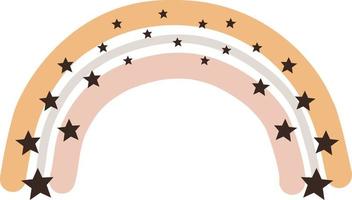 Regenbogen mit Sternen und Mond im skandinavischen Stil für Kinder isoliert auf weißem Hintergrund. Perfekt für Kinder, Poster, Drucke, Postkarten, Stoff. vektor