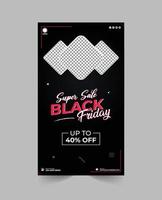 Black Friday Super Sale Instagram und Facebook Story Banner Template Design vektor