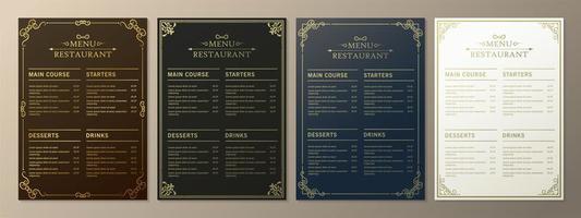 Menü Restaurant mit elegantem Zierstil vektor