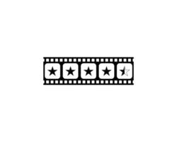 Bild des Fünf-, Fünf-Sterne-Zeichens in der Filmstreifen-Silhouette. Bewertungssymbol für Film- oder Filmkritik, Piktogramm, Apps, Website oder Grafikdesignelement. Bewertung 4,5 Sterne. Vektor-Illustration vektor