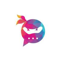 Ninja-Chat-Logo-Design-Vorlage. Ninja-Talk-Logo-Design-Ikone. vektor